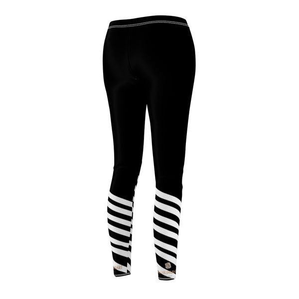 Black Striped Women's Casual Leggings-All Over Prints-Printify-Heidi Kimura Art LLC