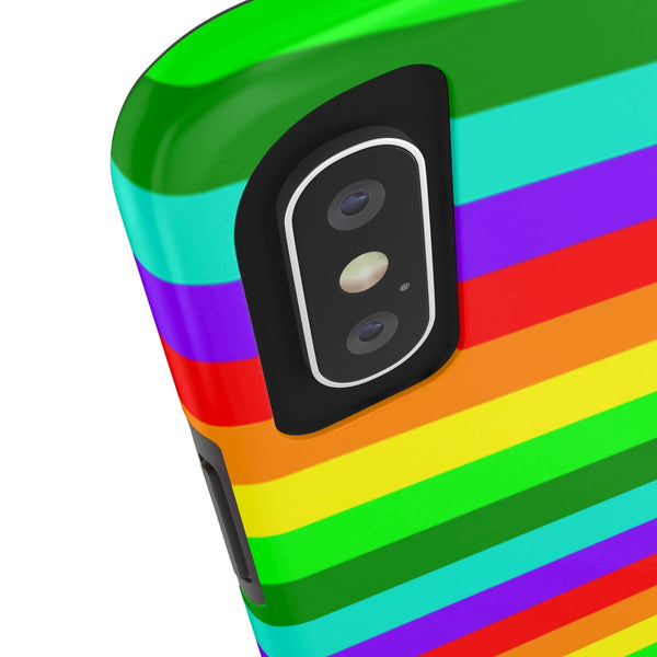 Rainbow Stripe Gay Pride iPhone Case, Colorful Case Mate Tough Samsung Galaxy Phone Cases-Phone Case-Printify-Heidi Kimura Art LLC