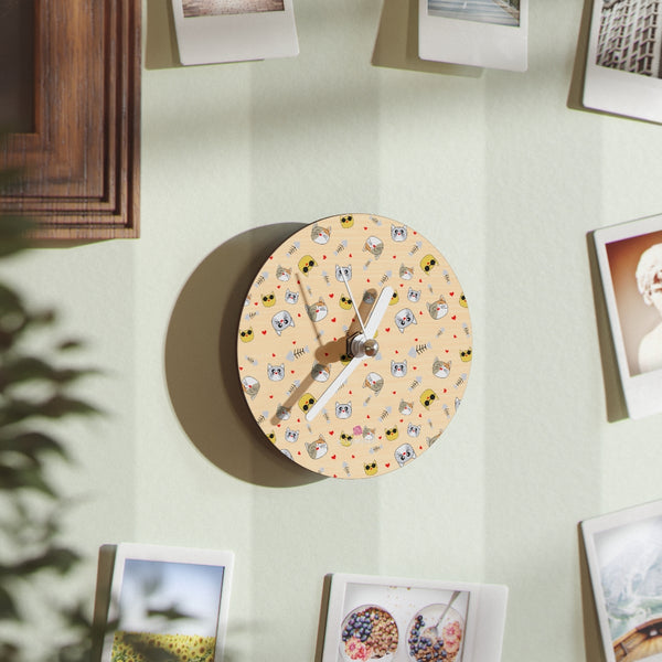 Cat Print Fun Wall Clocks