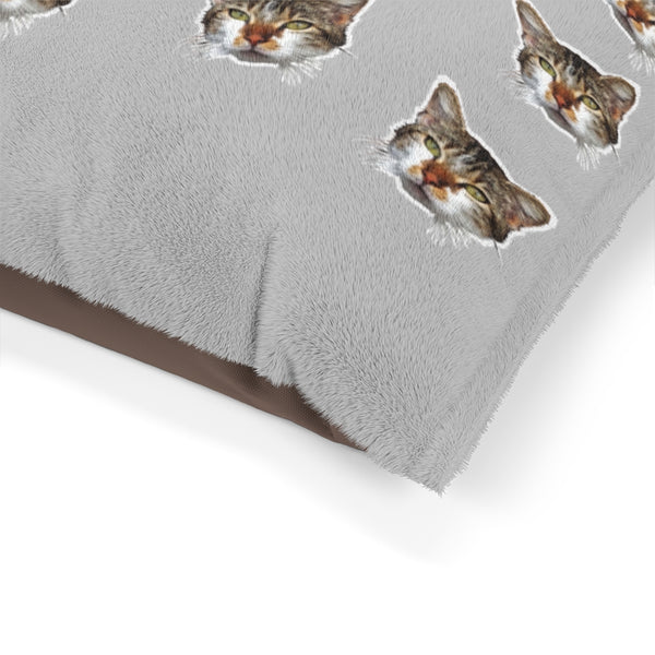 Light Grey Cat Pet Bed, Solid Color Machine-Washable Pet Pillow With Zippers-Printed in USA-Pets-Printify-Heidi Kimura Art LLC