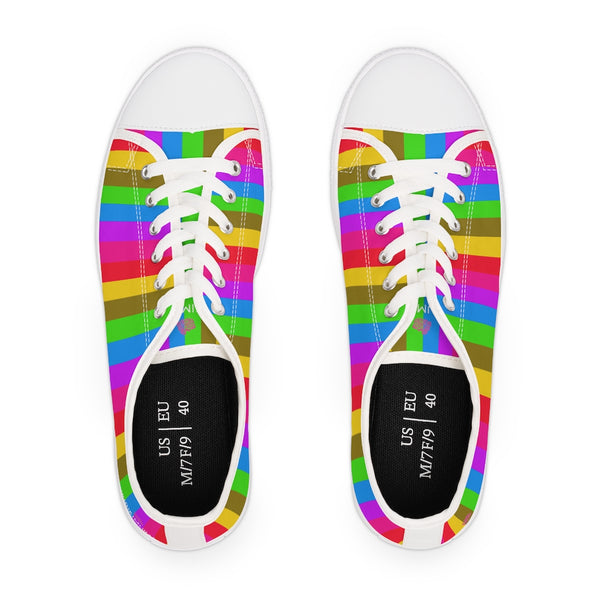 Rainbow Stripes Women's Low Tops, Gay Pride Striped Modern Minimalist Basic Essential Women's Low Top Sneakers Tennis Shoes, Canvas Fashion Sneakers With Durable Rubber Outsoles and Shock-Absorbing Layer and Memory Foam Insoles (US Size: 5.5-12)