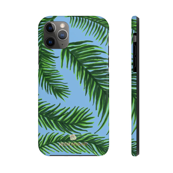 Pastel Blue Tropical Print Phone Case, Palm Leaf Case Mate Tough Phone Cases-Made in USA - Heidikimurart Limited 