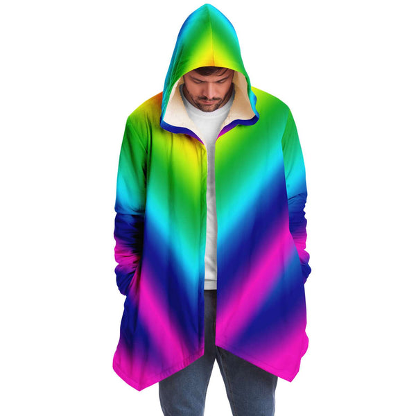 Rainbow Ombre Microfiber Fleece Jacket-Microfleece Cloak - AOP-Subliminator-Heidi Kimura Art LLC