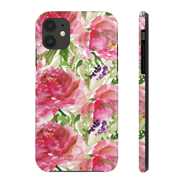 Pink Rose Print Phone Case, Floral Print Case Mate Tough Phone Cases-Made in USA - Heidikimurart Limited 