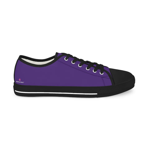 Dark Purple Solid Men's Sneakers, Solid Dark Purple Color Modern Minimalist Best Breathable Designer Men's Low Top Canvas Fashion Sneakers With Durable Rubber Outsoles and Shock-Absorbing Layer and Memory Foam Insoles (US Size: 5-14)