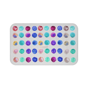 Light Gray Modern Colorful Polka Dots Print 34"x21", 24"x17" Bath Mat - Made in USA-Bath Mat-Large 34x21-Heidi Kimura Art LLC