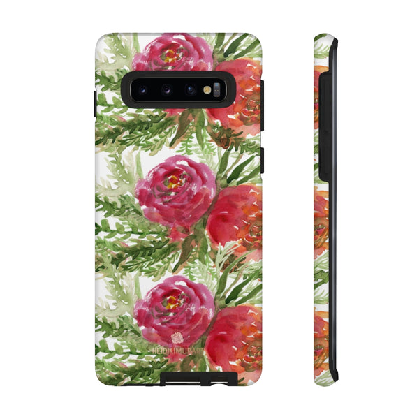 Red Orange Floral Phone Case, Flower Print Tough Designer Phone Case -Made in USA-Phone Case-Printify-Samsung Galaxy S10-Matte-Heidi Kimura Art LLC