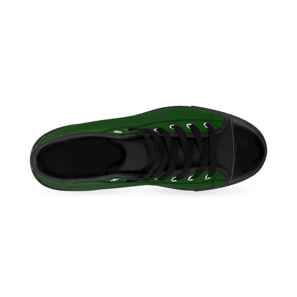 Evergreen Forest Green Solid Color Women's High Top Sneakers Running Shoes-Women's High Top Sneakers-Heidi Kimura Art LLC Green Women's High Top Sneakers, Evergreen Forest Green Solid Color Women's High Top Sneakers Running Shoes (US Size: 6-12) Designed in the USA