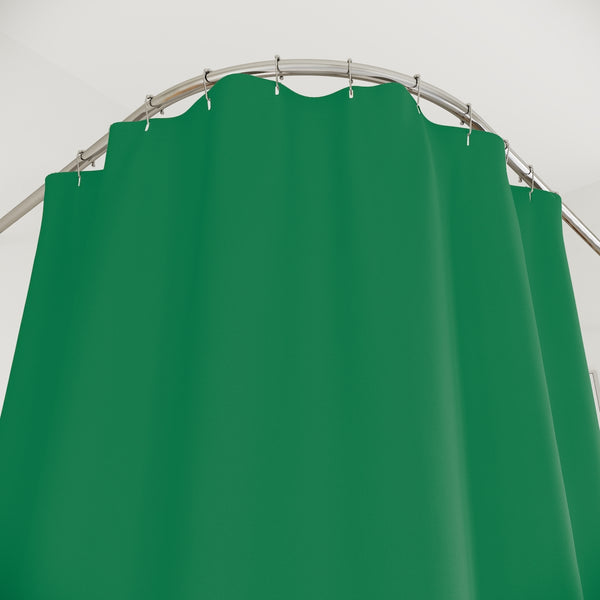 Dark Green Polyester Shower Curtain, Modern Minimalist Solid Color Print 71" × 74" Modern Kids or Adults Colorful Best Premium Quality American Style One-Sided Luxury Durable Stylish Unique Interior Bathroom Shower Curtains - Printed in USA