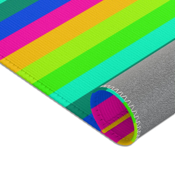 Rainbow Striped Area Rugs, Colorful Gay Pride Print Designer 24x36, 36x60, 48x72 inches Area Rugs