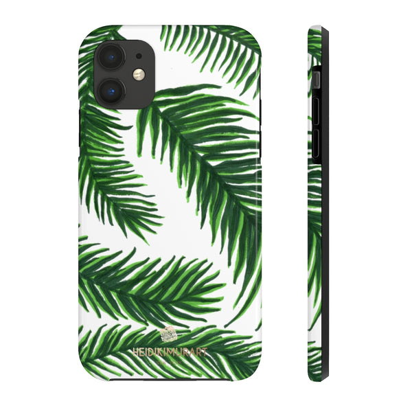 White Tropical Print Phone Case, Palm Leaf Case Mate Tough Phone Cases-Made in USA - Heidikimurart Limited 