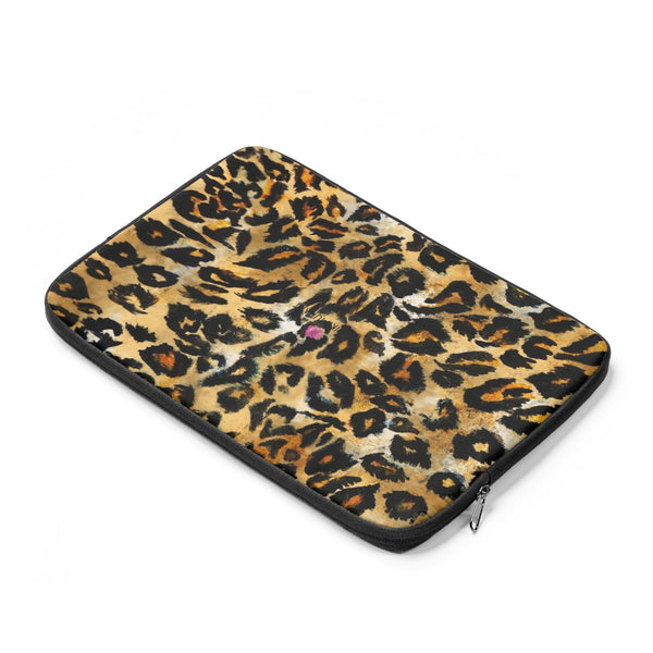 Wild Big Cat Leopard Animal Print 12', 13", 14" Laptop Sleeve Computer Bag - Designed + Made in the USA-Laptop Sleeve-Heidi Kimura Art LLC