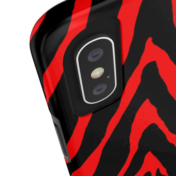 Red Zebra Stripe Phone Case, Animal Print Case Mate Tough Phone Cases-Made in USA - Heidikimurart Limited 