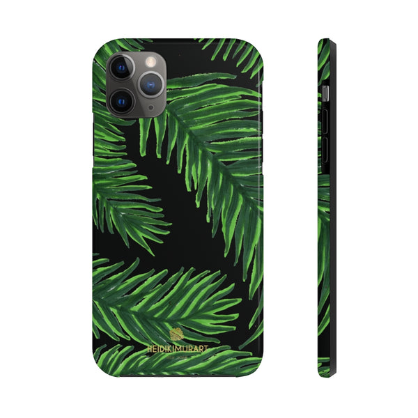 Black Palm Leaf Print Phone Case, Tropical Print Case Mate Tough Phone Cases-Made in USA - Heidikimurart Limited 