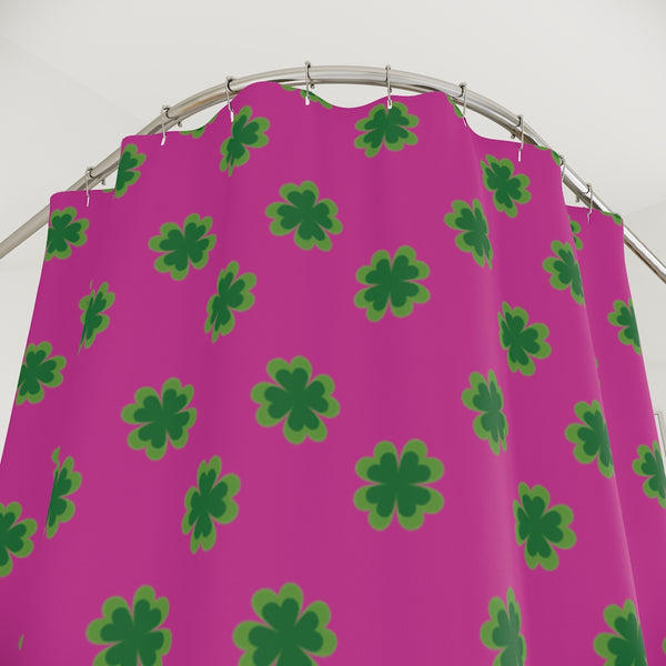 Pink Clover Polyester Shower Curtain - Made in USA
