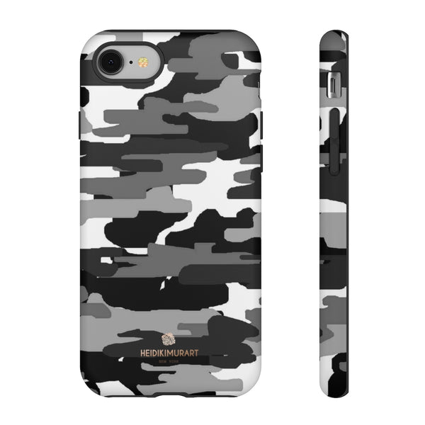 Grey Camouflage Phone Case, Army Military Print Tough Designer Phone Case -Made in USA-Phone Case-Printify-iPhone 8-Matte-Heidi Kimura Art LLC