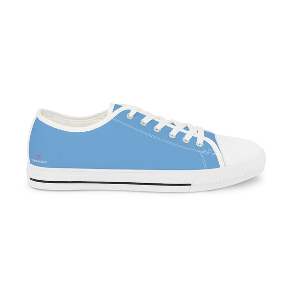 Pastel Blue Solid Men's Sneakers, Solid Light Blue Color Modern Minimalist Best Breathable Designer Men's Low Top Canvas Fashion Sneakers With Durable Rubber Outsoles and Shock-Absorbing Layer and Memory Foam Insoles (US Size: 5-14)