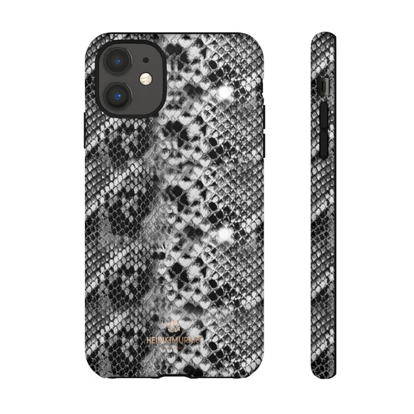 Black Snakeskin Print Tough Cases, Designer Phone Case-Made in USA-Phone Case-Printify-iPhone 11-Glossy-Heidi Kimura Art LLC