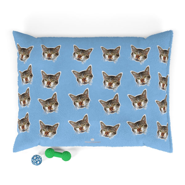 Light Blue Cat Pet Bed, Solid Color Machine-Washable Pet Pillow With Zippers-Printed in USA-Pets-Printify-40x30-Heidi Kimura Art LLC