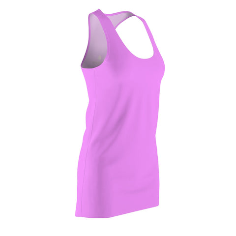 Solid Color Pink Classic Women's Long Sleeveless Designer Racerback Dress - Made in USA-Women's Sleeveless Dress-Heidi Kimura Art LLC