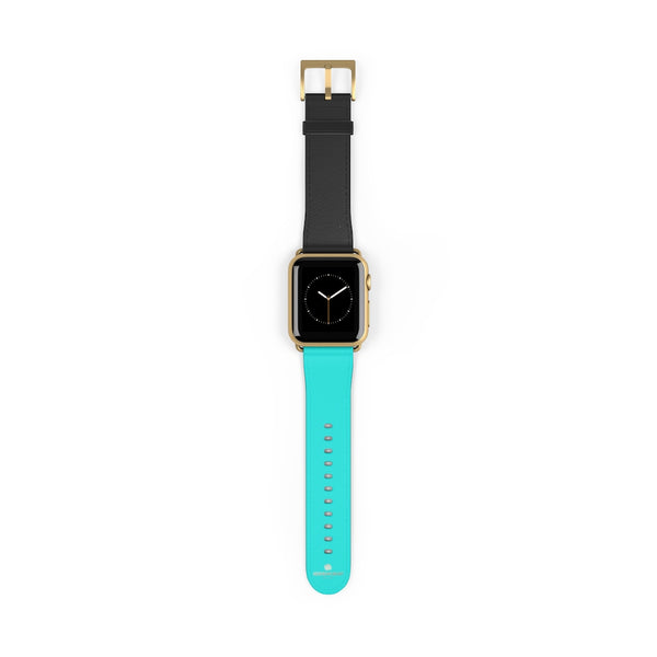 Turquoise Blue Black Dual Color 38mm/42mm Watch Band For Apple Watches- Made in USA-Watch Band-38 mm-Gold Matte-Heidi Kimura Art LLC
