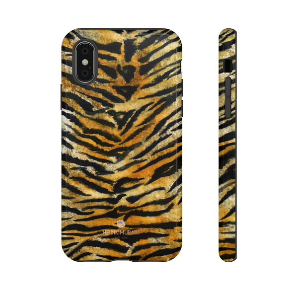 Tiger Stripe Print Phone Case, Animal Print Tough Designer Phone Case -Made in USA-Phone Case-Printify-iPhone XS-Glossy-Heidi Kimura Art LLC