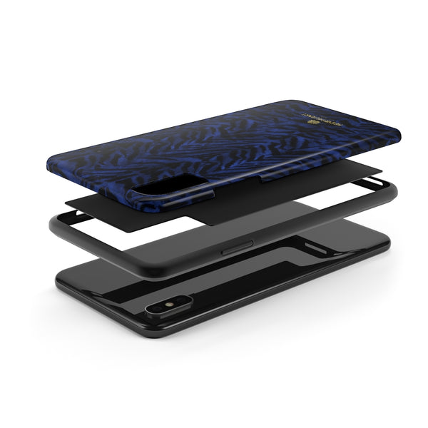 Dark Blue Tiger Striped Phone Case, Animal Print Case Mate Tough Phone Cases-Made in USA - Heidikimurart Limited 
