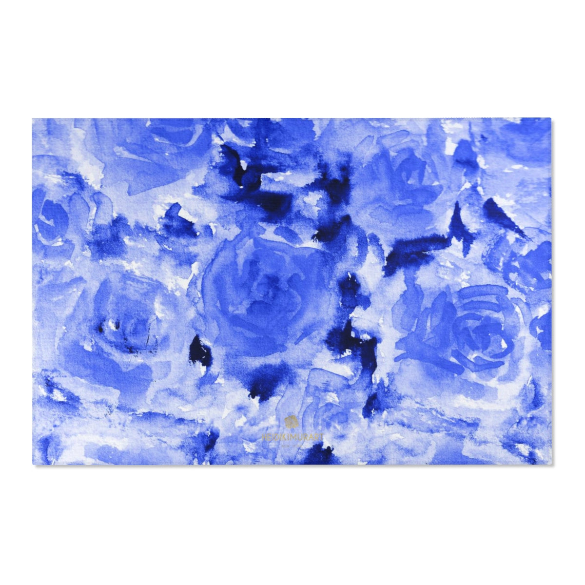 Blue Abstract Rose Floral Print Designer 24x36, 36x60, 48x72 inches Area Rugs - Printed in USA-Area Rug-72" x 48"-Heidi Kimura Art LLC Blue Abstract Rose Rug, Blue Abstract Rose Floral Print Designer 24x36, 36x60, 48x72 inches Machine Washable Area Rugs/ Carpet-Printed in the USA