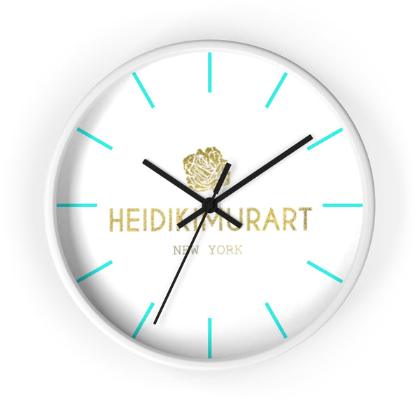 Heidi Kimura Art in Gold Foil Color 10 inch Diameter Wall Clock - Made in USA-Wall Clock-White-Black-Heidi Kimura Art LLC