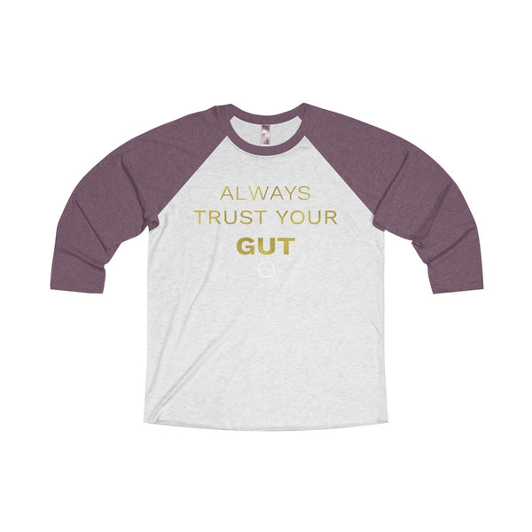Motivational Unisex Tee, Tri-Blend 3/4 Raglan T-Shirt With Inspirational Quote -Made in USA-Long-sleeve-S-Vintage Purple / Heather White-Heidi Kimura Art LLC