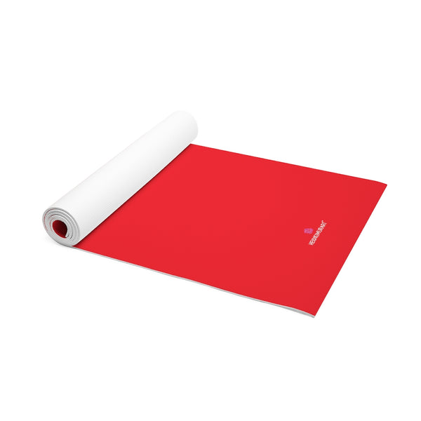 Bright Red Foam Yoga Mat, Solid Bright Red Color Modern Minimalist Print Best Fashion Stylish Lightweight 0.25" thick Best Designer Gym or Exercise Sports Athletic Yoga Mat Workout Equipment - Printed in USA (Size: 24″x72")