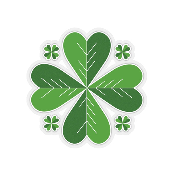 Lucky Irish Style Green Clover Leaf Print St. Patrick's Day Kiss-Cut Stickers-Made in USA-Kiss-Cut Stickers-2x2"-Transparent-Heidi Kimura Art LLC