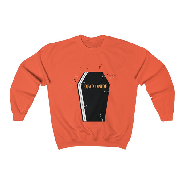 Dead Inside Coffin Halloween Party Unisex Premium Crewneck Sweatshirt-Made in USA-Long-sleeve-Orange-S-Heidi Kimura Art LLC