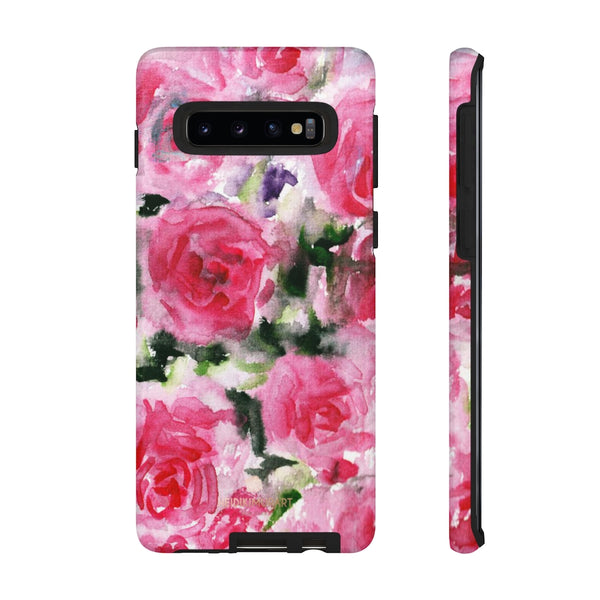 Pink Rose Floral Tough Cases, Roses Flower Print Best Designer Phone Case-Made in USA-Phone Case-Printify-Samsung Galaxy S10-Glossy-Heidi Kimura Art LLC
