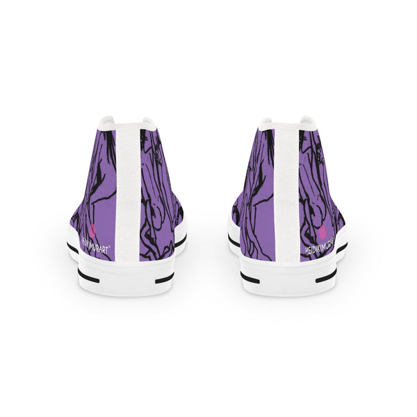 Purple Nude Art Men's High Tops, Unique Footwear, Modern Minimalist Best Men's High Top Sneakers Running Shoes