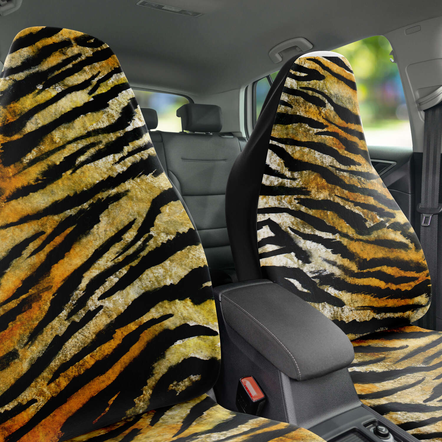 Tiger Stripe Car Seat Covers, Orange Tiger Animal Print Washable Car