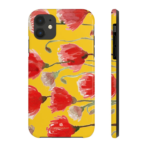 Yellow Red Tulip Phone Case, Floral Print Flower Case Mate Tough Phone Cases-Made in USA - Heidikimurart Limited 