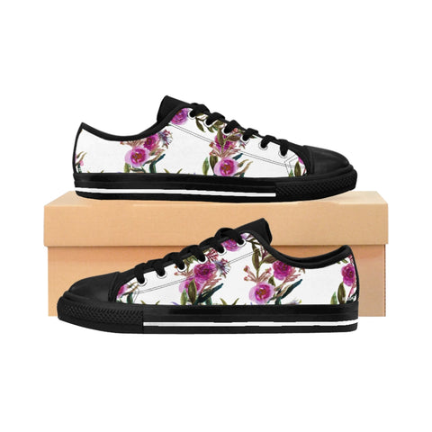 Purple Rose Print Women's Sneakers