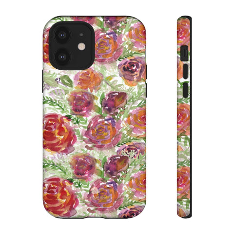 Pink Rose Floral Phone Case, Flower Print Tough Designer Phone Case -Made in USA-Phone Case-Printify-iPhone 12-Glossy-Heidi Kimura Art LLC