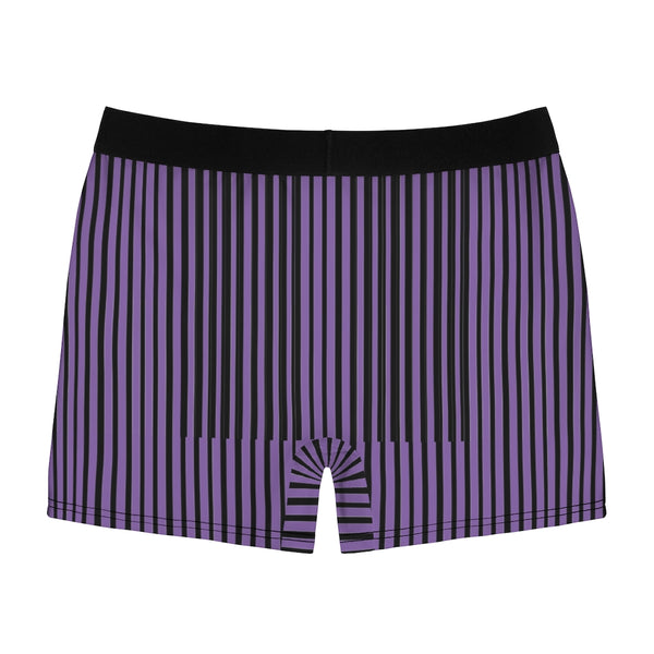Purple Black Striped Men's Underwear, Vertical Striped Print Best Underwear For Men Sexy Hot Men's Boxer Briefs Hipster Lightweight 2-sided Soft Fleece Lined Fit Underwear - (US Size: XS-3XL)