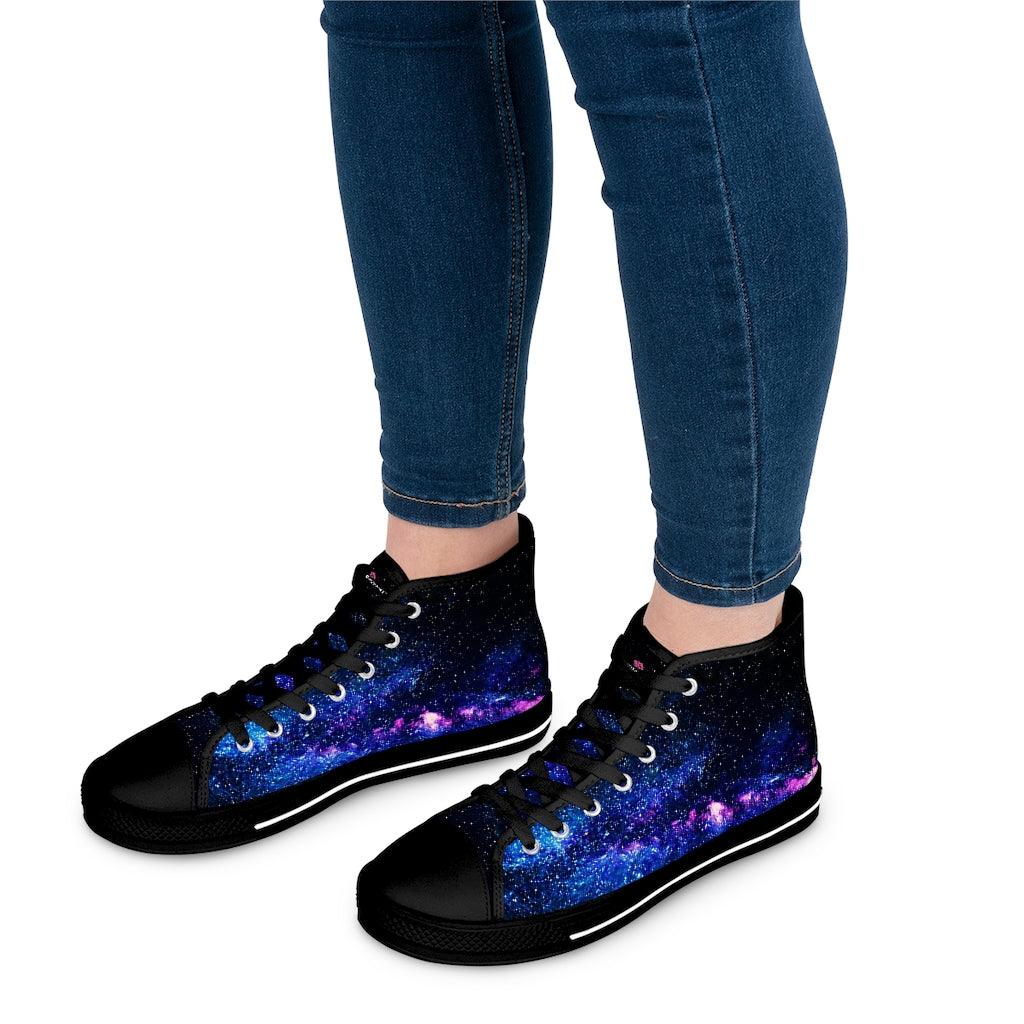 Galaxy Print Ladies' High Tops, Space Best Women's High Top Sneakers