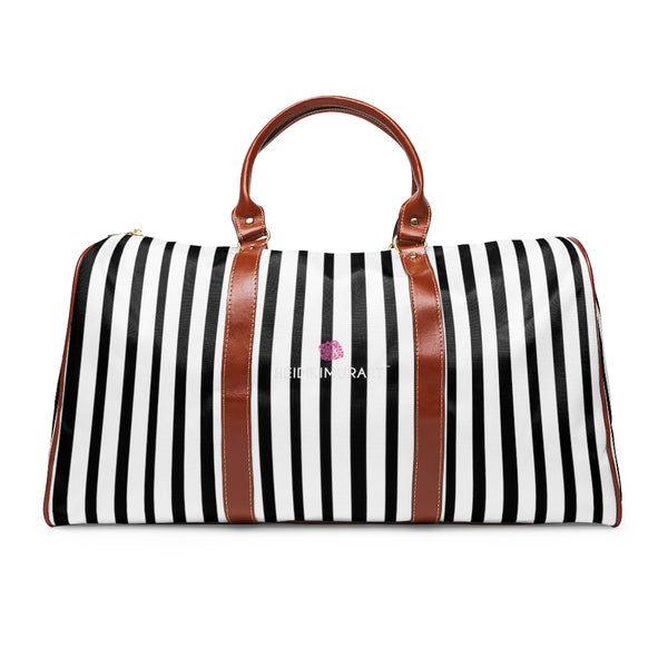 White Stripes Waterproof Travel Bag