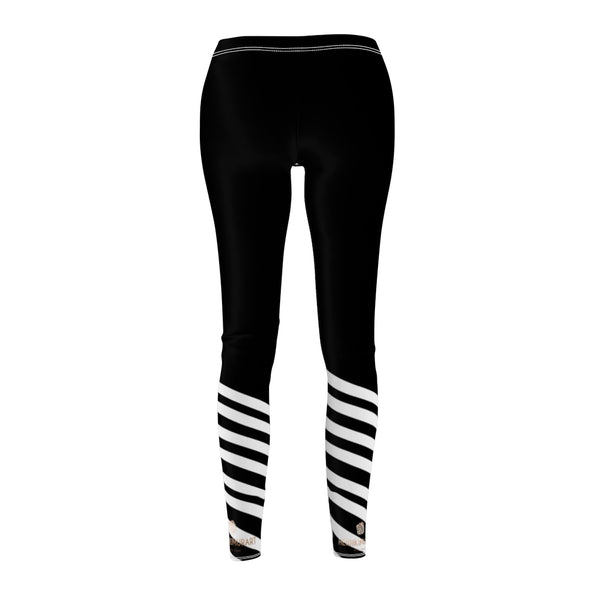 Black Striped Women's Casual Leggings-All Over Prints-Printify-Heidi Kimura Art LLC