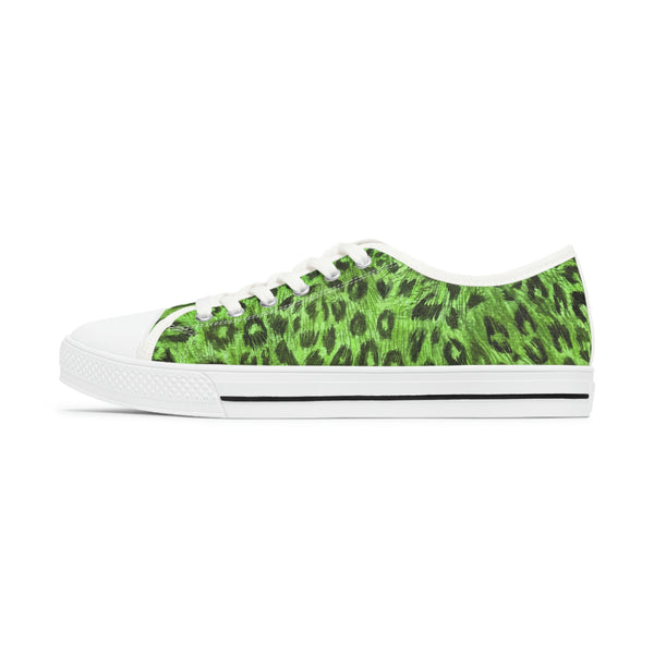 Green Leopard Print Ladies' Sneakers, Leopard Animal Print Basic Essential Women's Low Top Sneakers Tennis Shoes, Canvas Fashion Sneakers With Durable Rubber Outsoles and Shock-Absorbing Layer and Memory Foam Insoles&nbsp;(US Size: 5.5-12)