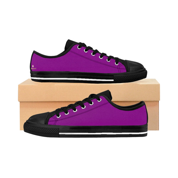Magenta Purple Solid Color Designer Low Top Women's Sneakers Running Shoes-Women's Low Top Sneakers-US 10-Heidi Kimura Art LLC