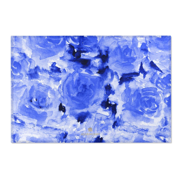 Blue Abstract Rose Floral Print Designer 24x36, 36x60, 48x72 inches Area Rugs - Printed in USA-Area Rug-36" x 24"-Heidi Kimura Art LLC