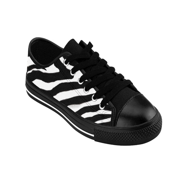 Classic Zebra Men's Sneakers, Zebra Stripe Animal Print Low Top Shoes-Shoes-Printify-Heidi Kimura Art LLC Classic Zebra Men's Sneakers, Zebra Stripe Animal Print Men's Low Tops, Premium Men's Nylon Canvas Tennis Fashion Sneakers Shoes (US Size: 7-14)