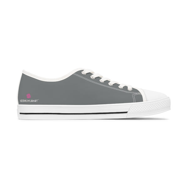 Grey Color Best Ladies' Sneakers, Solid Color Women's Low Top Sneakers Tennis Shoes (US Size: 5.5-12)