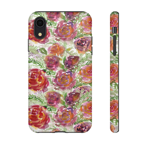 Pink Rose Floral Phone Case, Flower Print Tough Designer Phone Case -Made in USA-Phone Case-Printify-iPhone XR-Matte-Heidi Kimura Art LLC