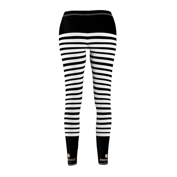 Black Striped Women's Casual Leggings-All Over Prints-Printify-Heidi Kimura Art LLC